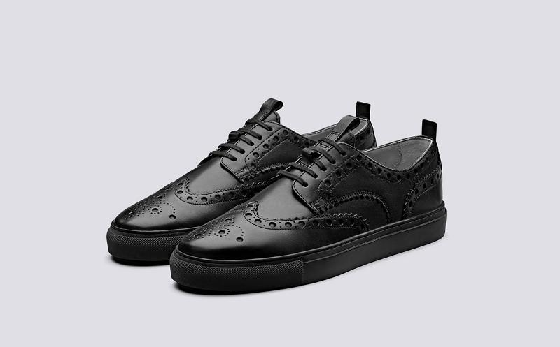 Grenson Sneaker 3 Mens Brogue Sneakers - Black Leather ET9685